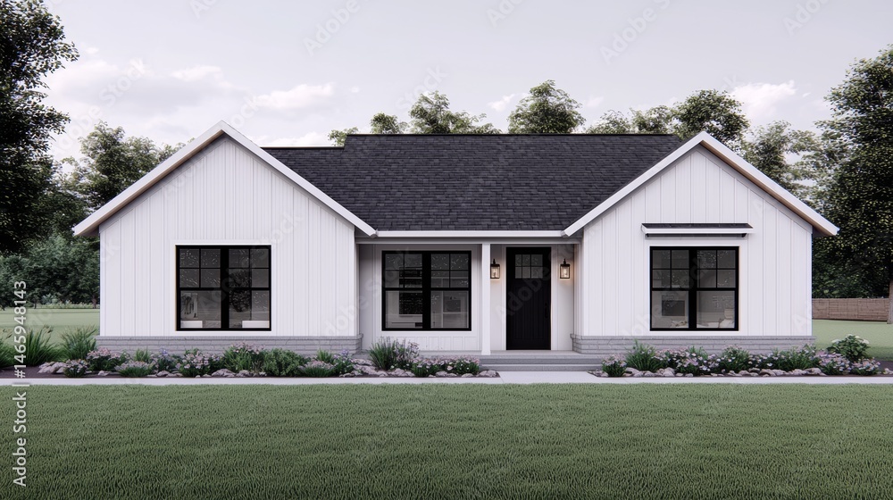 Fototapeta premium Modern House Plan with Expansive Views and Style