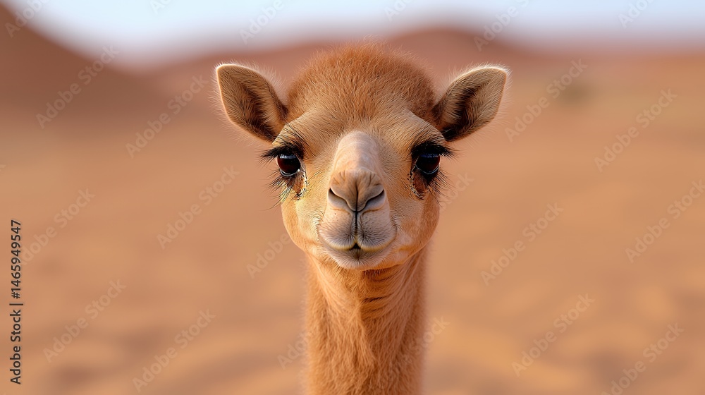 Obraz premium Camel Portrait in the Desert Sands Facing the Camera