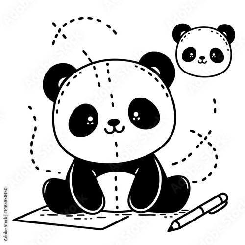 Adorable Panda Cartoon Character Illustration