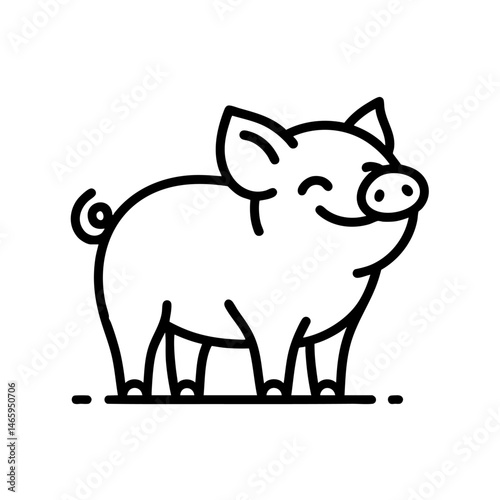 Happy Piglet Cartoon Illustration
