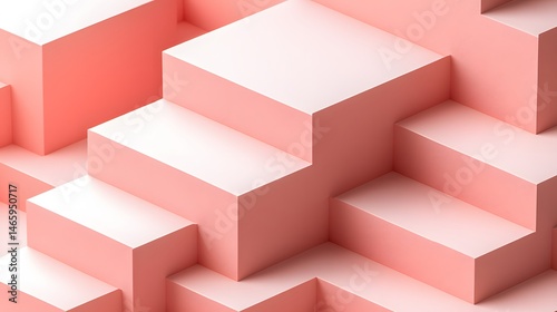 Abstract Pink Cube Steps Geometric Background