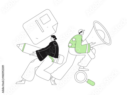 Personnel doing job interview flat vector concept operation hand drawn illustration
