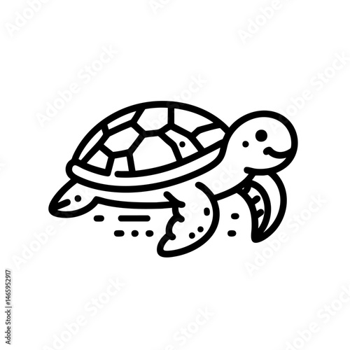 Sea Turtle Line Art  Cute Ocean Animal Illustration