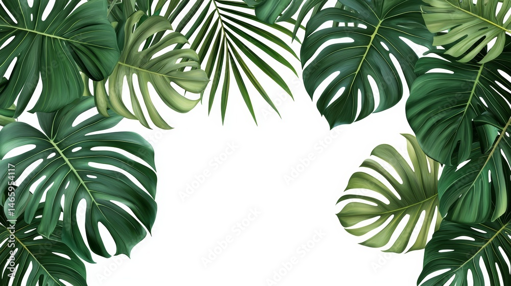 Lush Green Palm Leaves Natural Frame Design Lush Green Palm Leaves Natural Frame Design