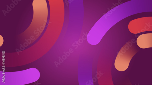 A vibrant purple background with red and orange curved shapes, perfect for modern and abstract design projects or as a dynamic wallpaper.