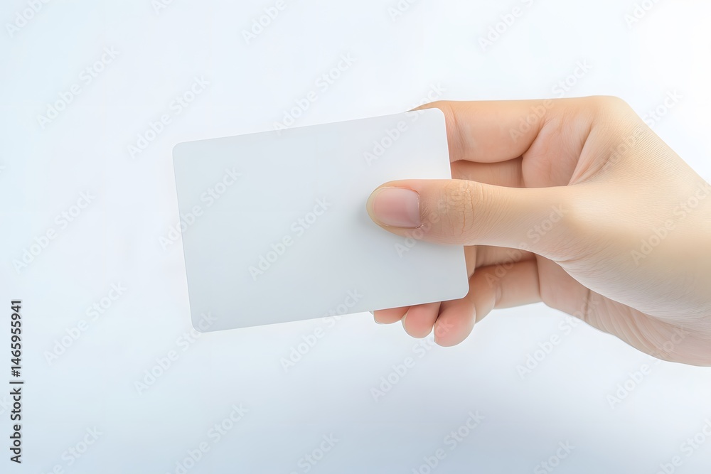 Obraz premium Blank White Card in Hand Mockup Minimalist Design