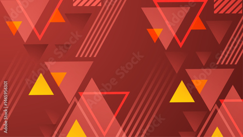 Abstract geometric design with red and yellow triangles perfect for background, graphic design projects, web, prints, and modern art themes.