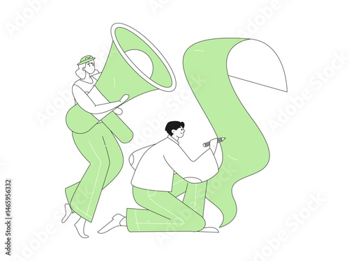 Personnel doing job interview flat vector concept operation hand drawn illustration
