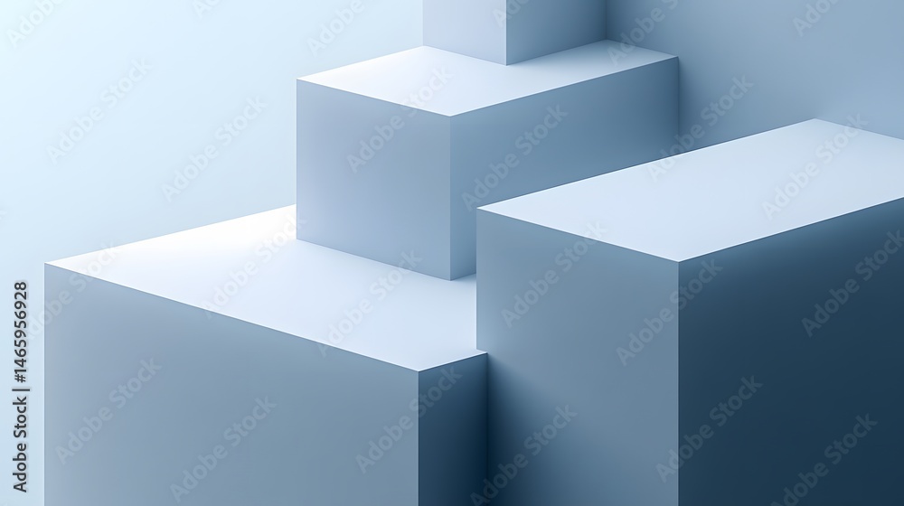 Abstract Blue Cubes 3D Geometric Background Minimalist Design Abstract Blue Cubes 3D Geometric Background Minimalist Design
