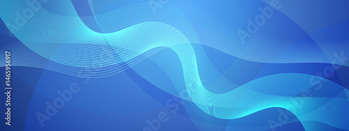 Blue and cyan wavy lines on a blue background artistic background suitable for digital designs or abstract concepts of technology.