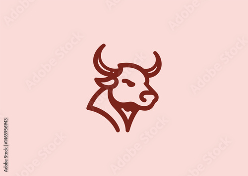 Bull head logo for power, sports, or masculine brand identity.