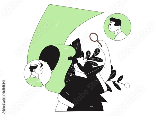 Personnel doing job interview flat vector concept operation hand drawn illustration
