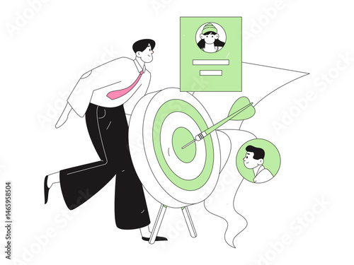 Personnel doing job interview flat vector concept operation hand drawn illustration
