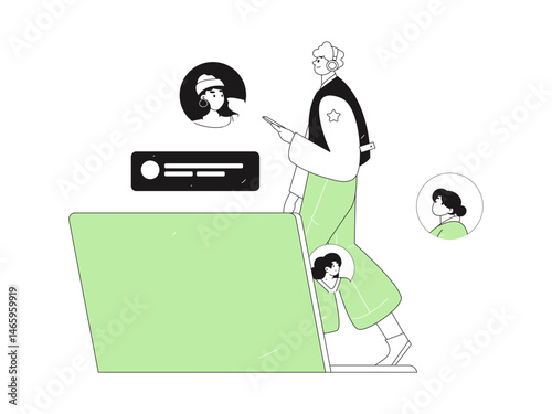 Personnel doing job interview flat vector concept operation hand drawn illustration
