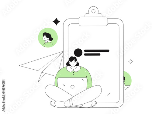 Personnel doing job interview flat vector concept operation hand drawn illustration
