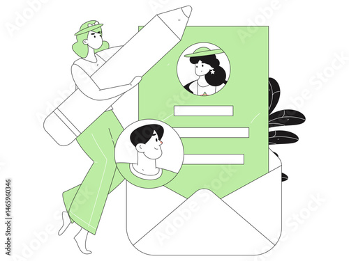 Personnel doing job interview flat vector concept operation hand drawn illustration
