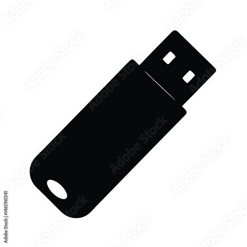 usb flash drive vector silhouette icon - ideal for business, office, or remote work graphics.