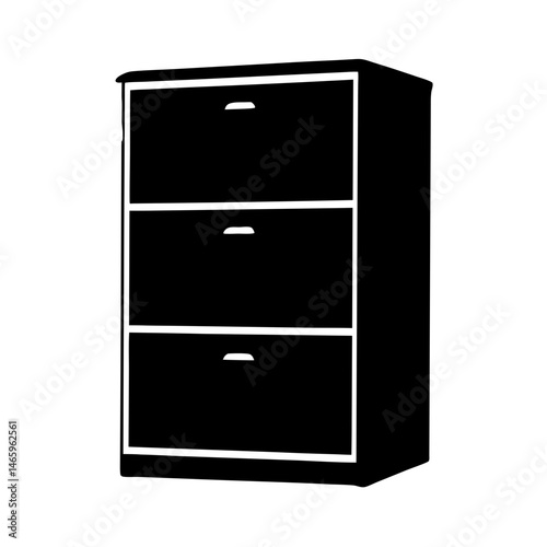 filing cabinet vector silhouette icon - ideal for business, office, or remote work graphics.