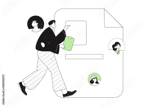 Personnel doing job interview flat vector concept operation hand drawn illustration
