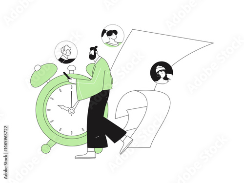 Personnel doing job interview flat vector concept operation hand drawn illustration
