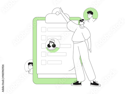 Personnel doing job interview flat vector concept operation hand drawn illustration
