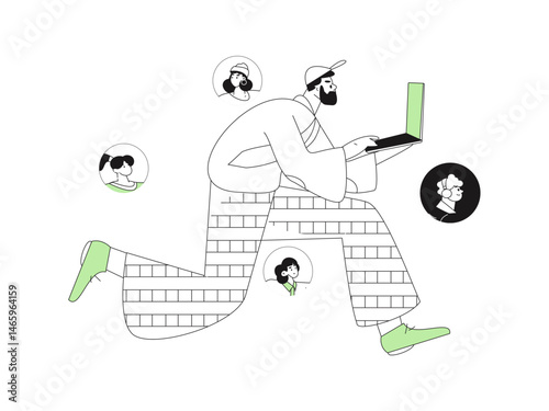 Personnel doing job interview flat vector concept operation hand drawn illustration
