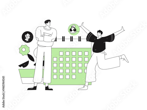 Personnel doing job interview flat vector concept operation hand drawn illustration
