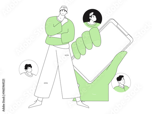 Personnel doing job interview flat vector concept operation hand drawn illustration
