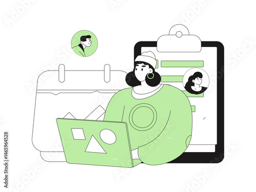 Personnel doing job interview flat vector concept operation hand drawn illustration
