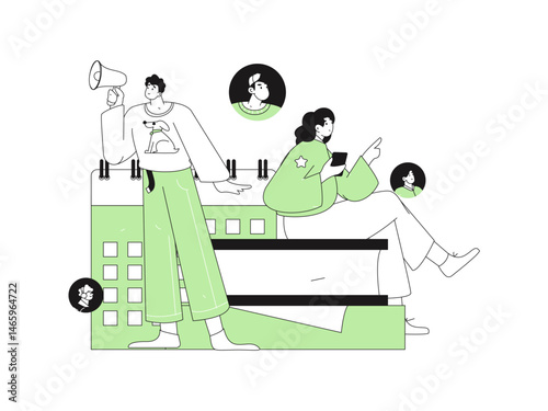 Personnel doing job interview flat vector concept operation hand drawn illustration

