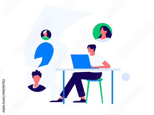 Personnel doing job interview flat vector concept operation hand drawn illustration
