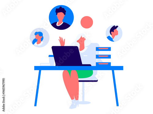Personnel doing job interview flat vector concept operation hand drawn illustration
