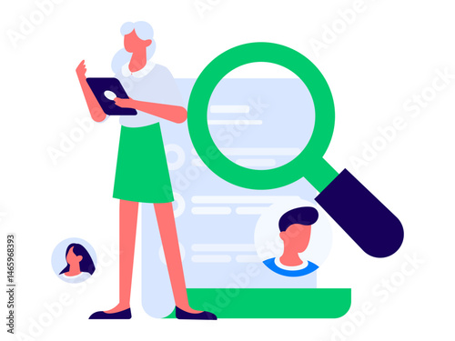 Personnel doing job interview flat vector concept operation hand drawn illustration
