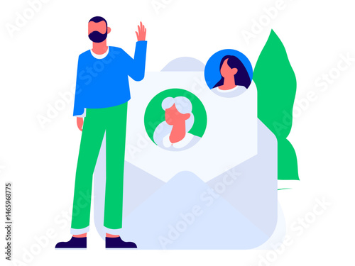 Personnel doing job interview flat vector concept operation hand drawn illustration

