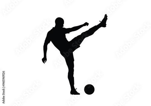 Bicycle kick silhouette. This image shows a silhouette of an athlete performing a bicycle kick, also known as an overhead kick, in soccer or football. Vector clipart illustration design.