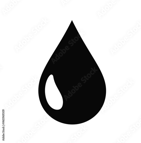 Water drop silhouette. This image shows a black silhouette of a water droplet, representing purity, fluidity, and nature�s essential element. Vector clipart illustration design.