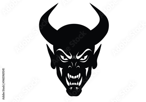 Devil face silhouette. This image shows a devil face silhouette, also known as demon face outline. Vector clipart illustration design.