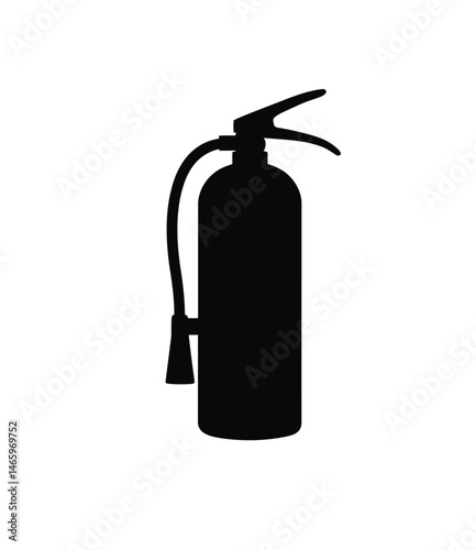 Fire extinguisher silhouette. This image shows a silhouette of a fire extinguisher, also known as a fire suppression device for emergency safety. Vector clipart illustration design.