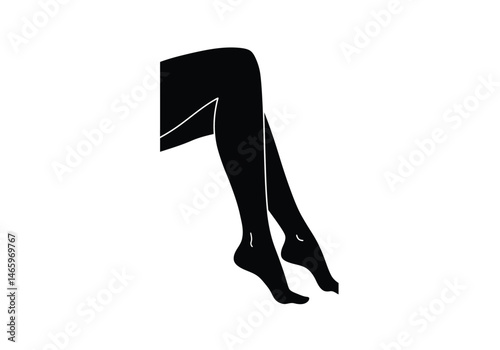Leg silhouette. This image shows a black silhouette of a human leg, representing posture, movement, and anatomy in a minimalistic design. Vector clipart illustration design.