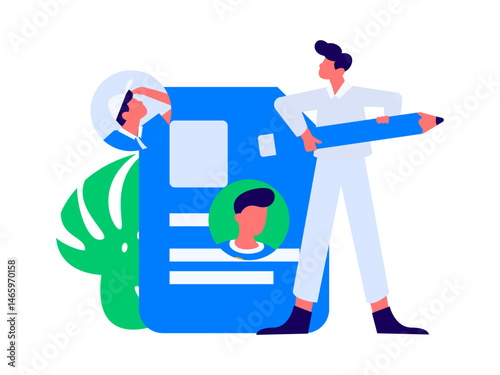 Personnel doing job interview flat vector concept operation hand drawn illustration
