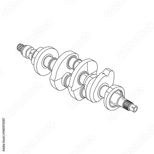Detailed line drawing of an internal combustion engine crankshaft component