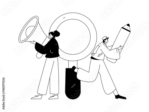 Personnel doing job interview flat vector concept operation hand drawn illustration
