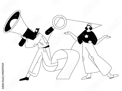 Personnel doing job interview flat vector concept operation hand drawn illustration
