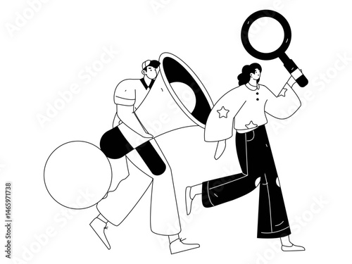 Personnel doing job interview flat vector concept operation hand drawn illustration
