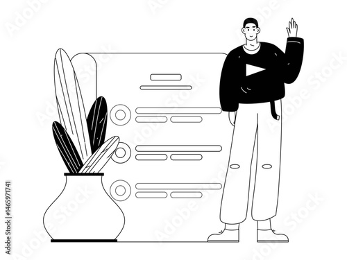 Personnel doing job interview flat vector concept operation hand drawn illustration
