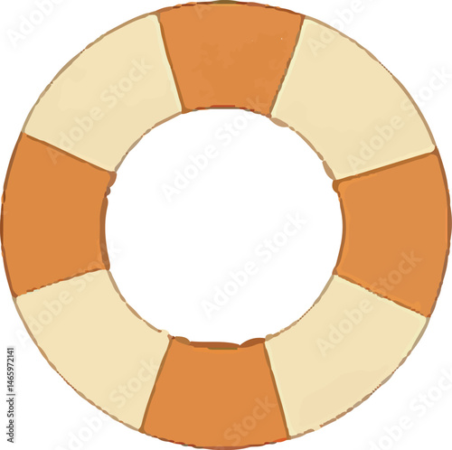 A colorful illustration of a lifebuoy in warm tones. Perfect for summer beach designs, safety graphics, or marine vacation art