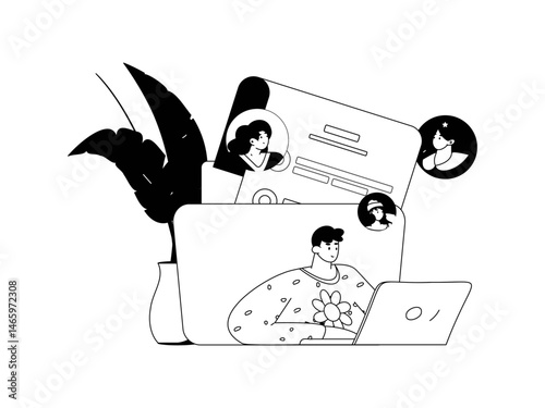 Personnel doing job interview flat vector concept operation hand drawn illustration
