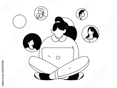 Personnel doing job interview flat vector concept operation hand drawn illustration
