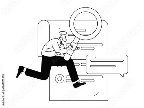 Personnel doing job interview flat vector concept operation hand drawn illustration
