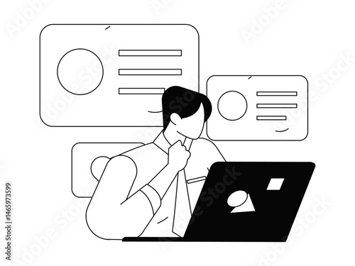 Personnel doing job interview flat vector concept operation hand drawn illustration
